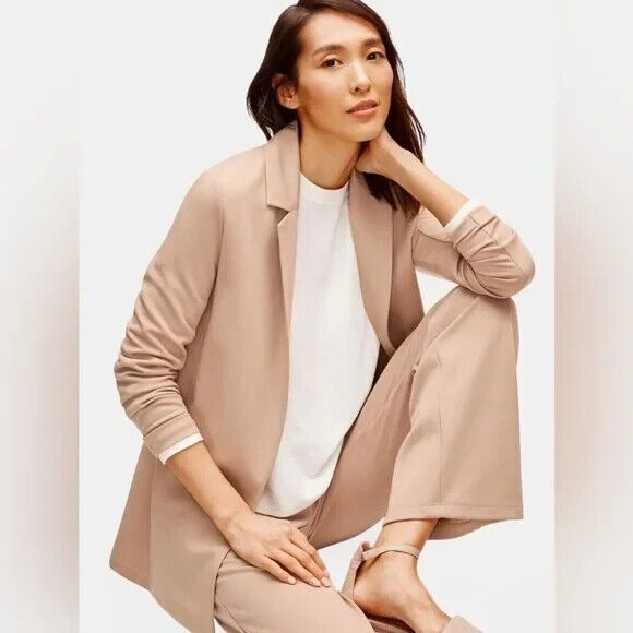 Eileen Fisher Jackets & Blazers - $298 Eileen Fisher Women Beige Bramble Notch Collar Ponte Jacket Blazer Sz PS